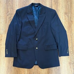 Jos A Bank Navy Blue Blazer 100% wool Mens 40S Gold Crest Buttons Sport Coat